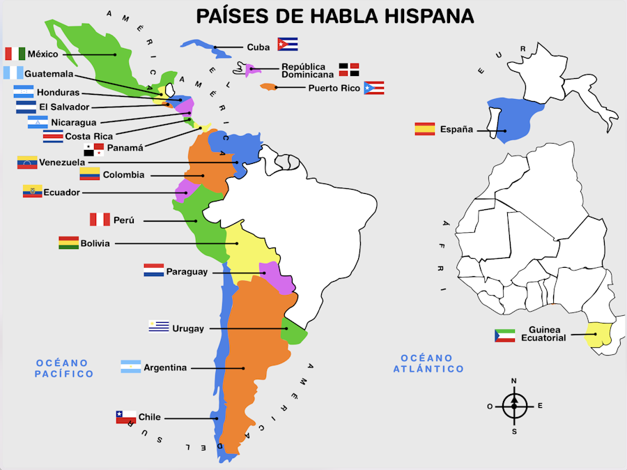 map of all spanish speaking countries