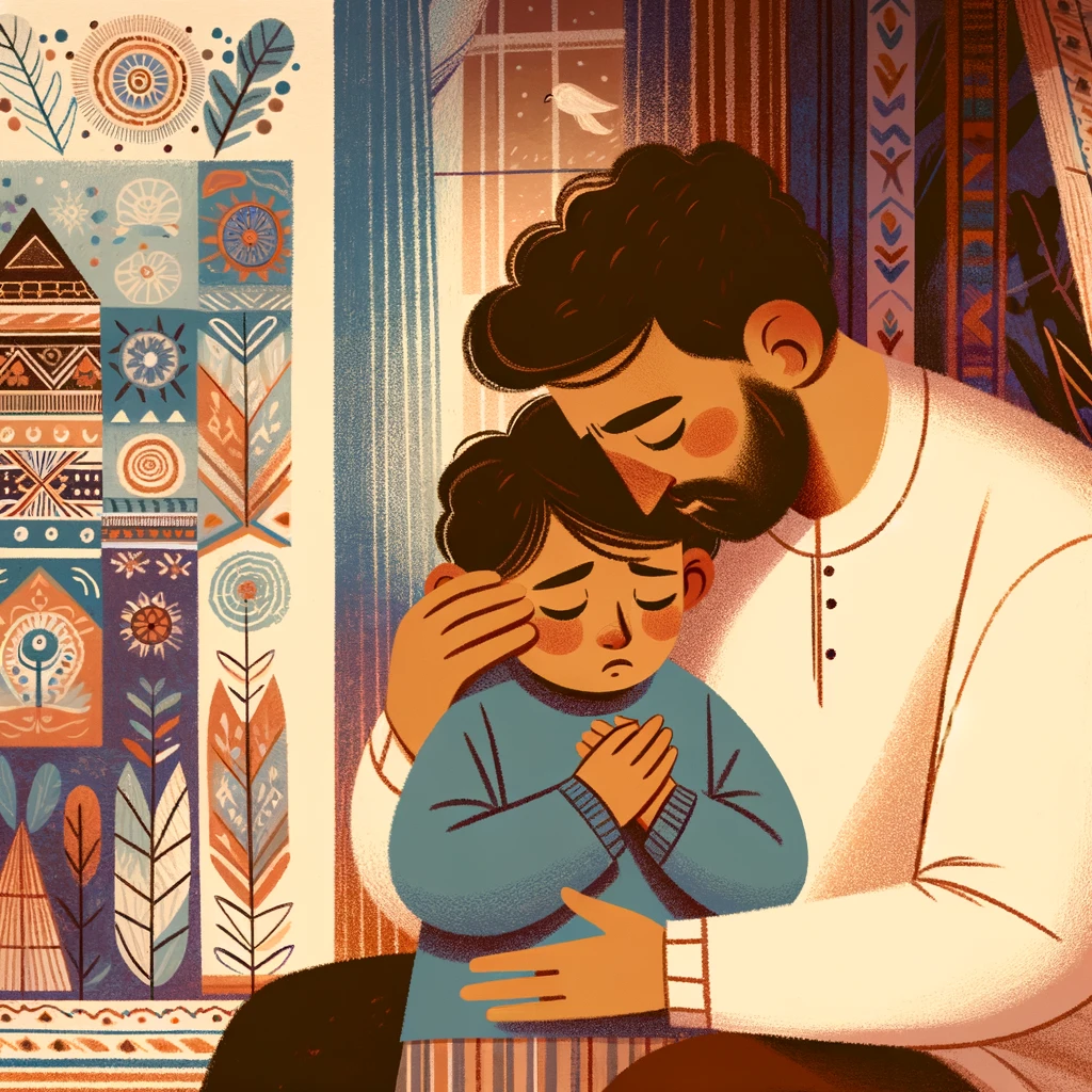 father comforting son