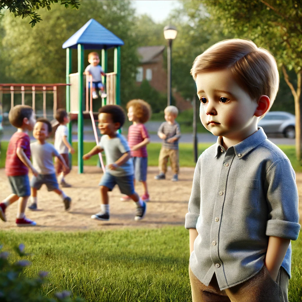 a kid watching other kids playing