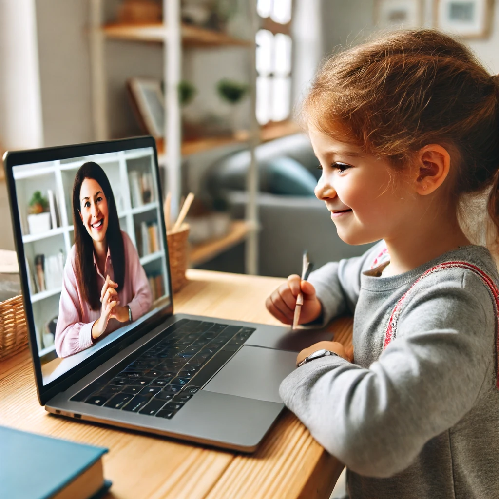 a kid on an online class