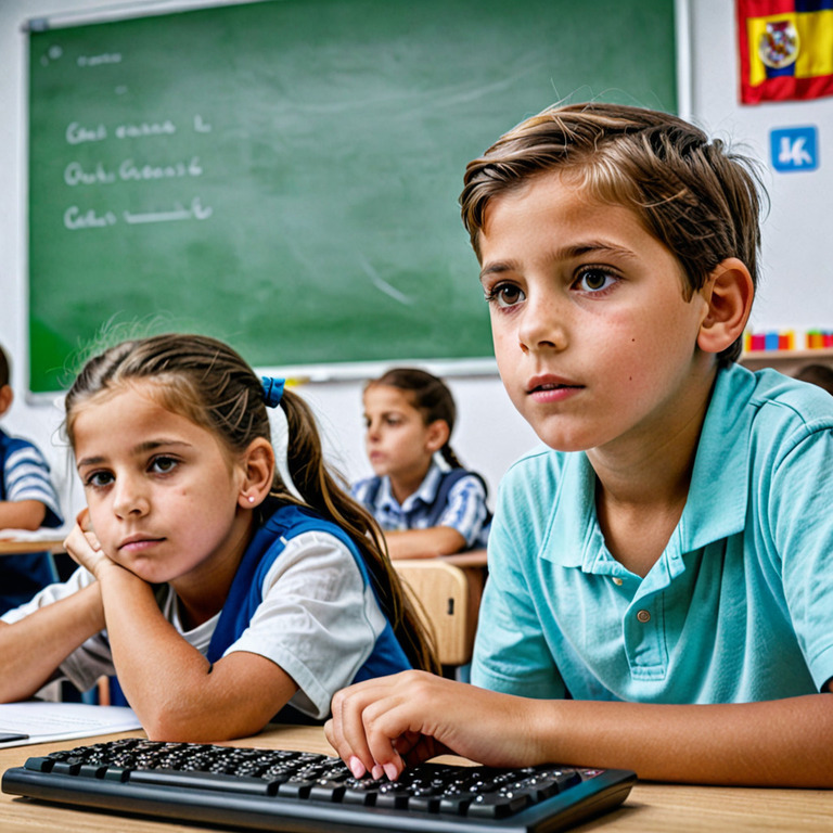 Children learning Spanish online